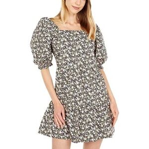 Levi's Casual Black Puff Sleeve Spring Mini Dress with Colourful Floral Design